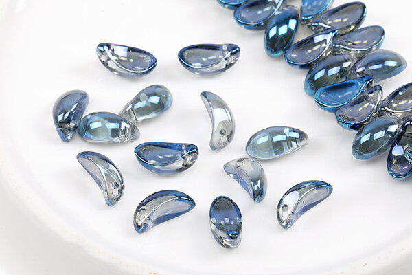 メッキガラスチャーム 花びら 横穴 6×13mm（20ヶ）