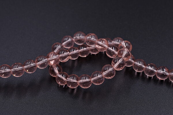 高品質ガラスビーズ 丸玉 8mm クリアピンク【1連(約52ヶ)】