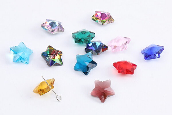 ガラスチャーム 星形カット 1穴 13mm