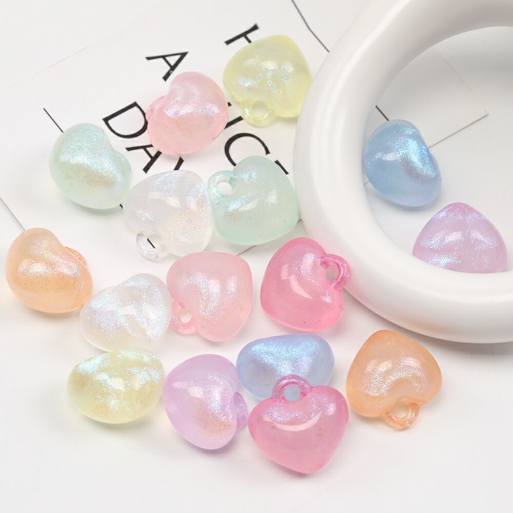 アクリルチャーム ハート型 ミックスカラー 18×18mm（15ヶ）