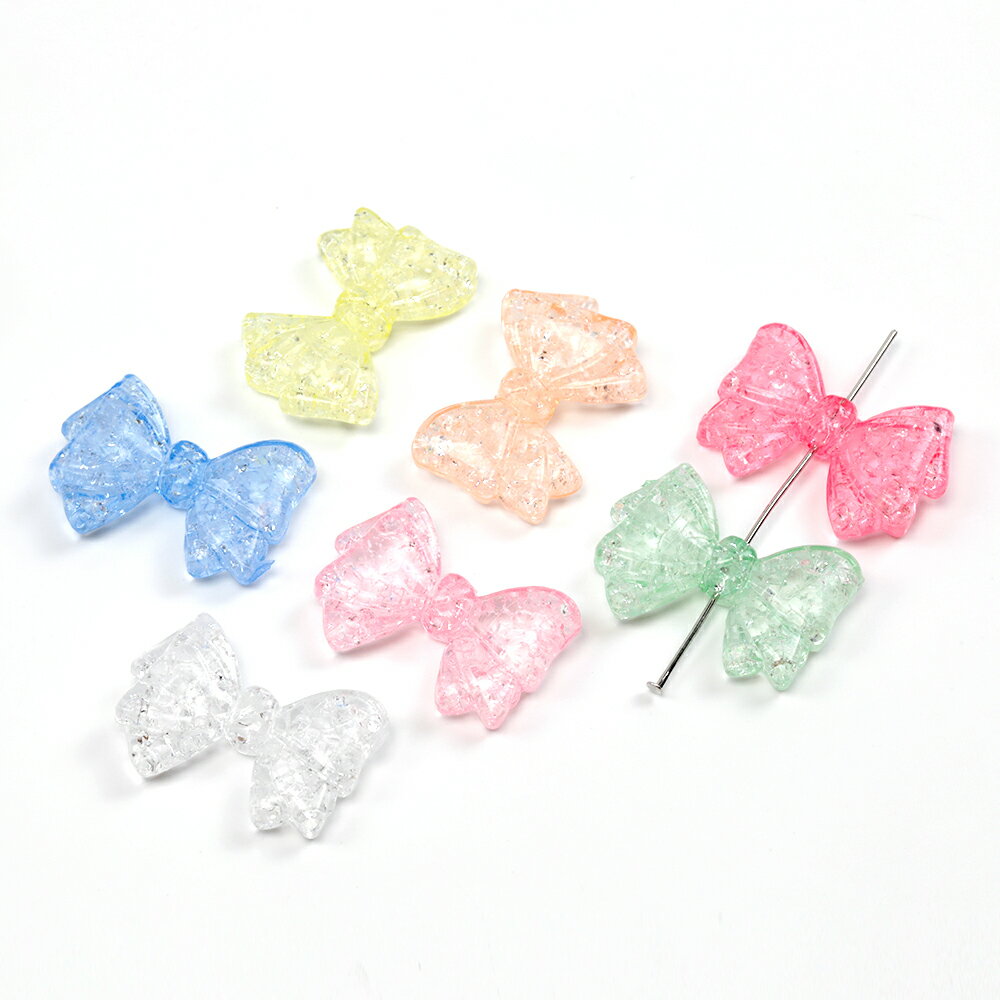 アクリルパーツ リボン 蝶々 クリア 穴あり 約20×29.5mm（8ヶ）