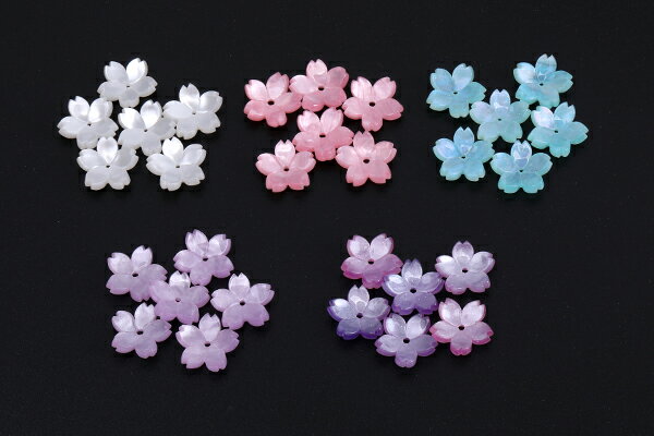 高品質アセチ樹脂パーツ フラワー 桜 穴あり 14mm（10ヶ）
