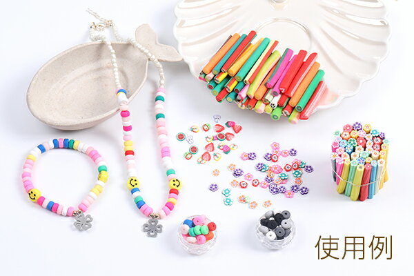 ポリマークレイビーズ 円柱型 6.5×6.5mm（40ヶ）