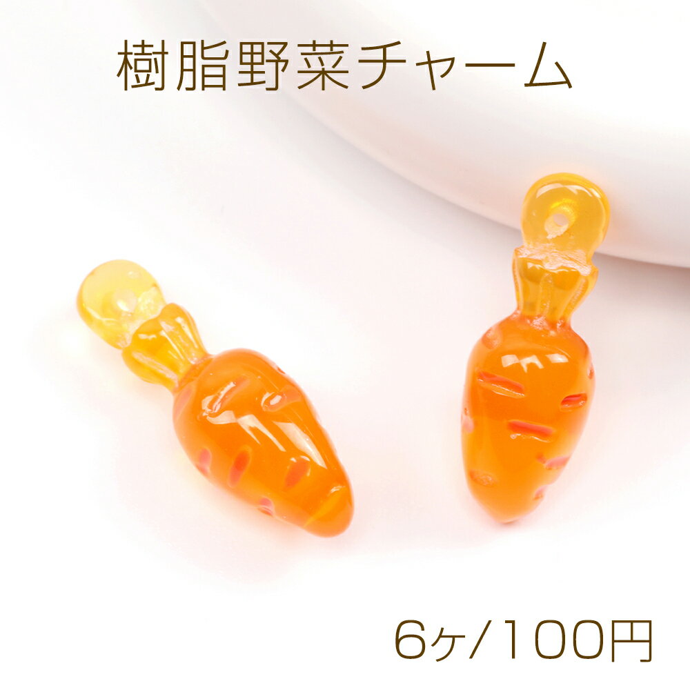 樹脂野菜チャーム ミニチュアフードチャーム 食品サンプルチャーム 人参モチーフ 樹脂製 約6×18mm（6ヶ）