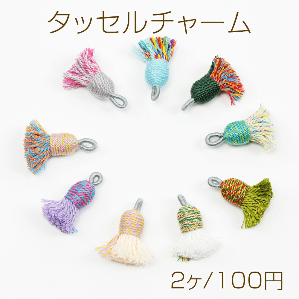 タッセルチャーム 刺繍糸ミニタッセル タッセルパーツ ピアス イヤリング キーホルダー制作におすすめ 長さ約3cm（2ヶ）