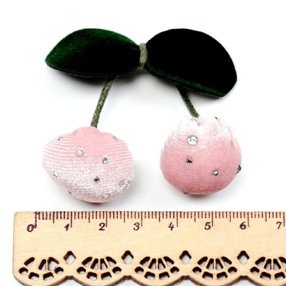クッションパーツ さくらんぼ もふもふパーツ DIY 服飾飾り髪飾り 立体 約6×6cm（2ヶ） rosso01-10035578 ROSSO小倉 楽天市場店 サンプル画像3