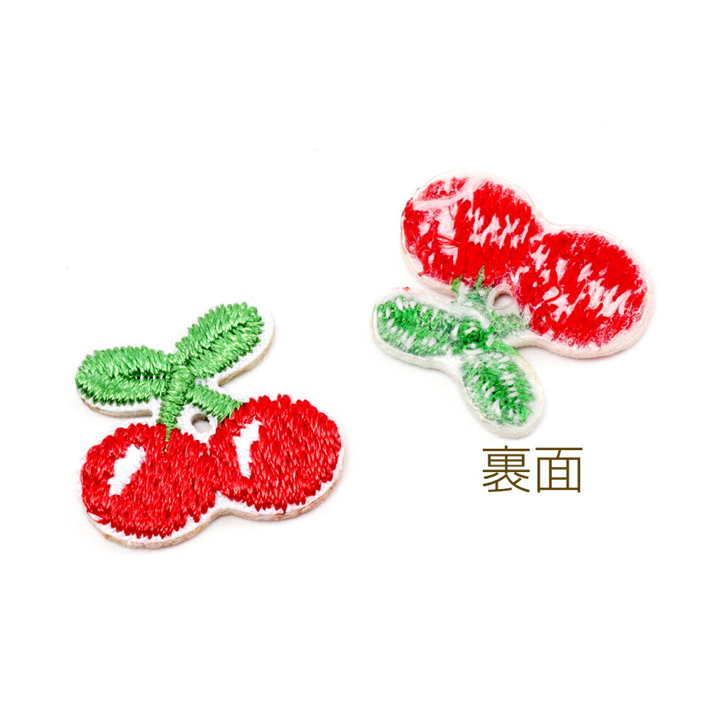 刺繍ワッペン さくらんぼ アップリケ ワッペンシール アイロン接着 テープキーホルダー衣服 帽子 靴飾り付け (4枚入り)