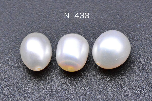 高品質淡水パールビーズ No.63 オーバル 天然素材【4ヶ】