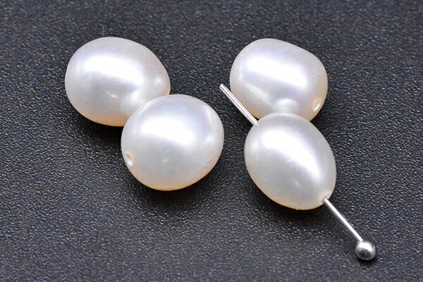 高品質淡水パールビーズ No.63 オーバル 天然素材【4ヶ】