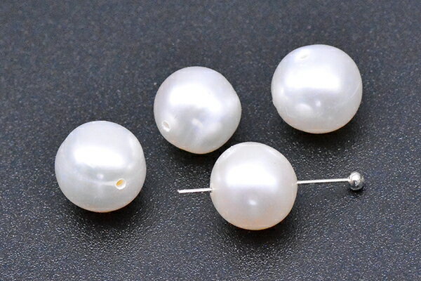 高品質淡水パールビーズ No.73 ラウンド 天然素材【4ヶ】