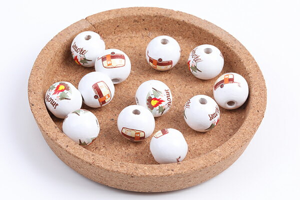 ウッドビーズ 丸玉 16mm 縦穴あり ラウンドウッドビーズ