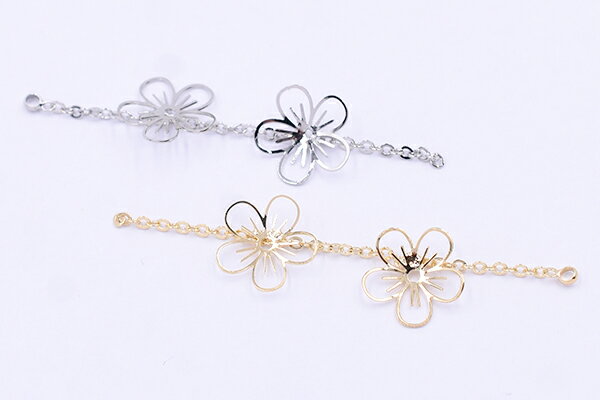 高品質チェーンチャーム カン付き 透かし 梅【4個入り】