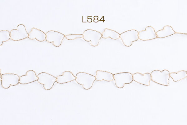 高品質デザインチェーン ハンドメードチェーン ハートチェーン 18×19mm 16Kゴールドメッキ 色落ちしにくい（10cm）