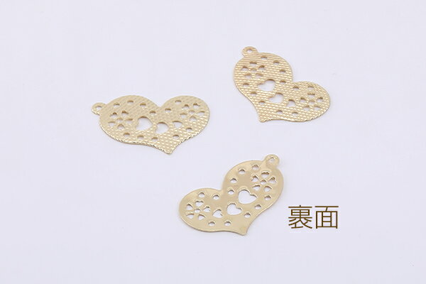 高品質透かしパーツ ハート 1カン 15×21mm ゴールド【10ヶ】