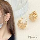 フープピアス 透かしボール 18.5×22mm ゴールド(2ヶ)