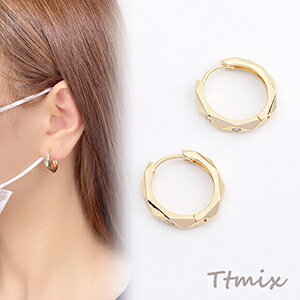 Rakuten - ジルコニア付きフープピアス カット 3.5×17mm ゴールド（2ヶ）