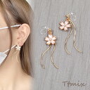 樹脂ノンホールピアス スティック 桜 タッセル(1ペア)