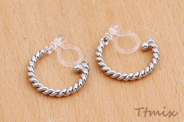 樹脂ノンホールピアス フープ ロジウム（1ペア）