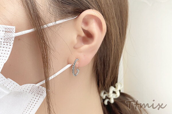 樹脂ノンホールピアス フープ ロジウム（1ペア）