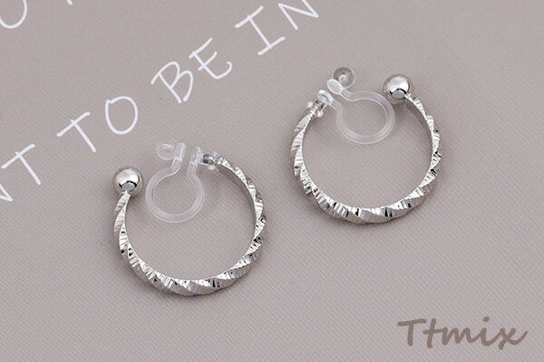 樹脂ノンホールピアス フープ ロジウム（1ペア）