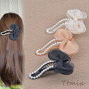 ヘアクリップ ヘアアクセサリー パール リボン 10×12cm(1ヶ)