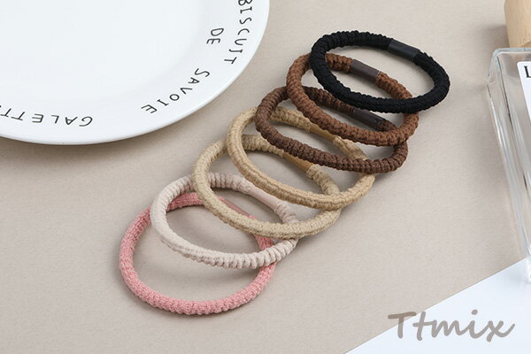 ヘアゴム ヘアアクセサリー 5.5cm カラーミックス（7個セット）