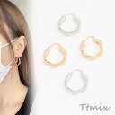 高品質デザインピアス 不規則フープのピアス 23×28mm(1ペア)