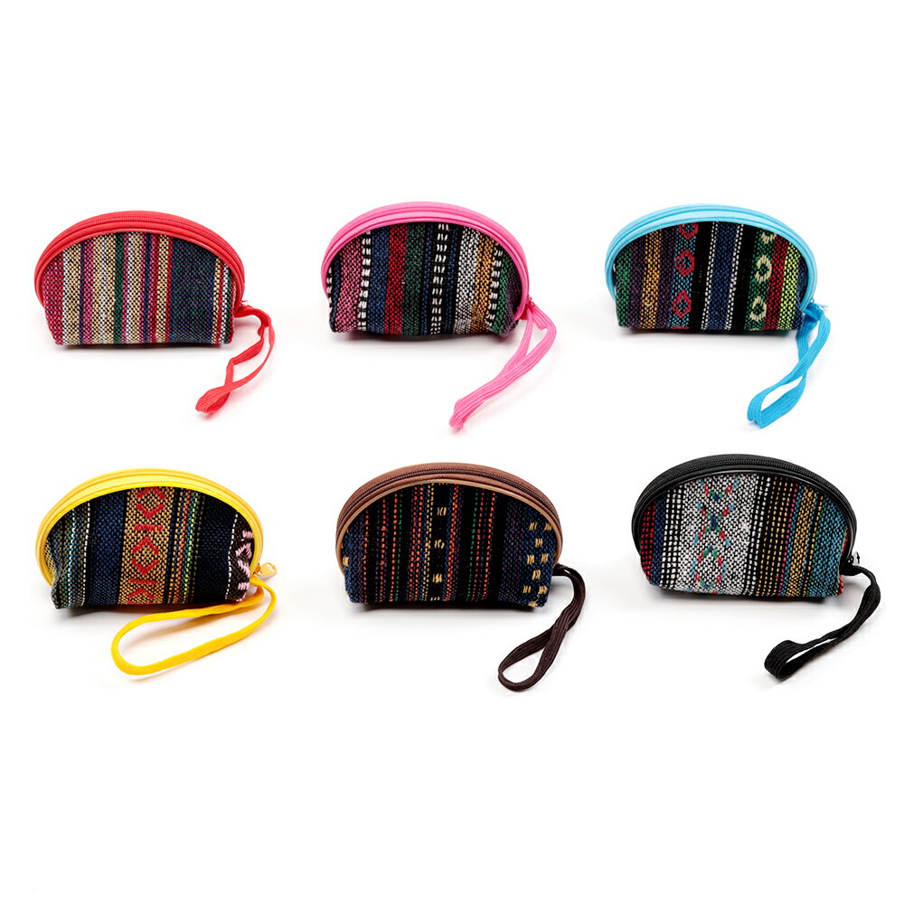 小銭入れ 布製 ミニポーチ ミニ財布 コイン財布 カードも入る コンパクトウォレット ファスナー付き 紐付き ランダム