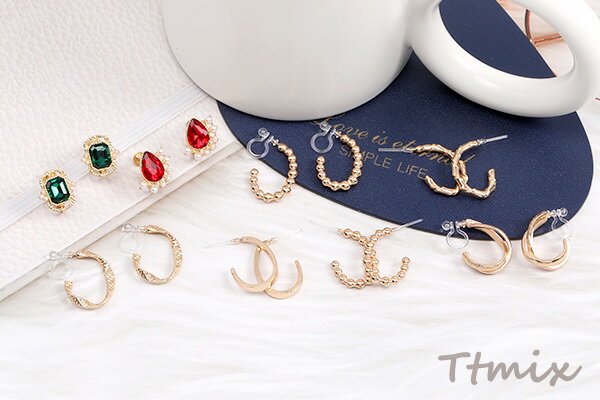 樹脂ノンホールピアス オーバルフープ 16×23mm（1ペア）