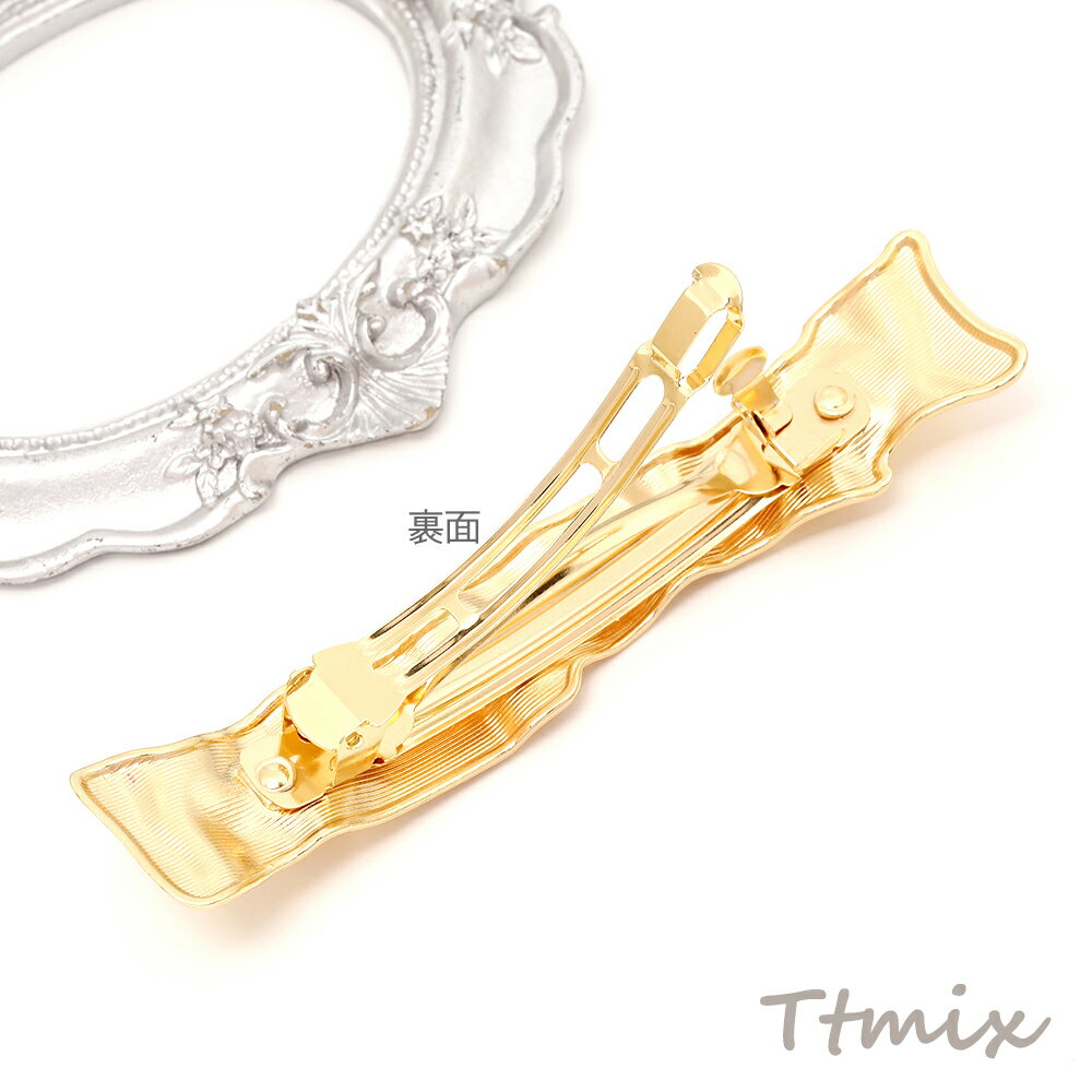 ヘアバレッタ ヘアアクセサリー ゴールド 約22×110mm（1ヶ）