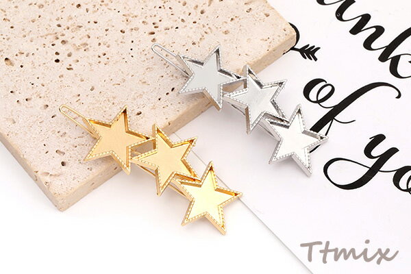 パッチン留め ヘアピン ミール皿付き 星形 23×67mm（2ヶ）