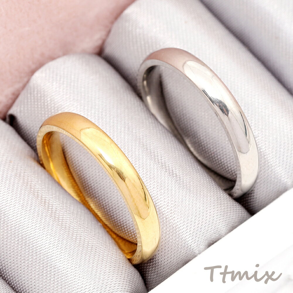 ステンレスリング 指輪 色落ちしにくい シンプルリング 男女兼用 ファッションリング ステンレス製 ゴールド 内径約17mm 幅約3mm（1ヶ）
