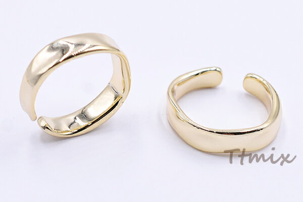 リング フリーサイズメタルデザインリング 幅約5.5mm サイズ調整可能 ゴールド【1ヶ】