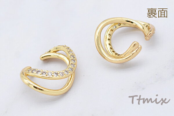 デザインイヤーカフ ジルコニア付き 17×20mm ゴールド【1ヶ】