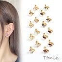 デザインイヤリング ホースアイ パール付き ラインストーン付き 9×13mm ゴールド(1ペア)
