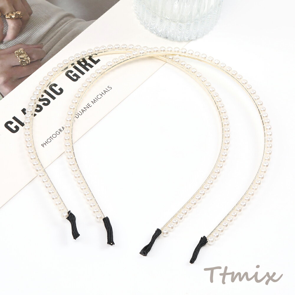 パール付きメタルカチューシャ 5mm ゴールド(1ヶ)