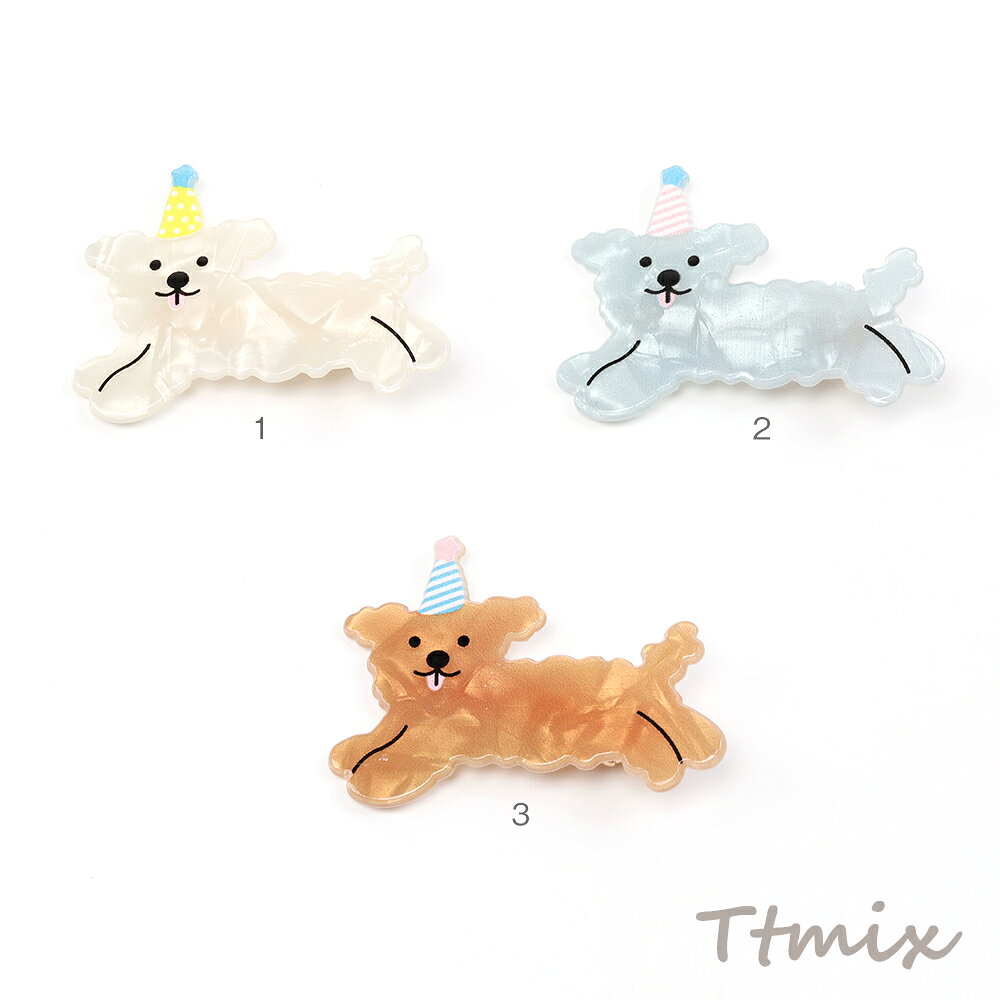 アニマルへアピン 犬 トイプードル アクリルへアピン キッズへアピン ヘアクリップ 4.2×5.9cm 2個セット