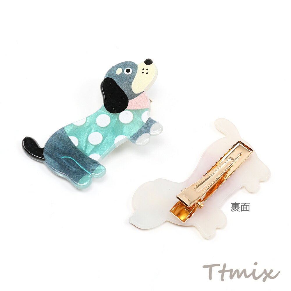 アニマルへアピン 犬 ビーグル アクリルへアピン キッズへアピン ヘアクリップ 3.2×5.7cm 2個セット