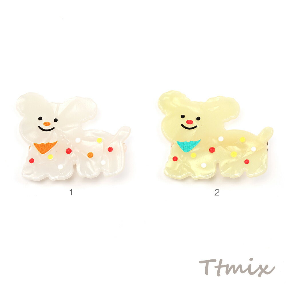 アニマルへアピン 犬 ビションフリーゼ アクリルへアピン キッズへアピン ヘアクリップ 4×4.8cm 2個セット