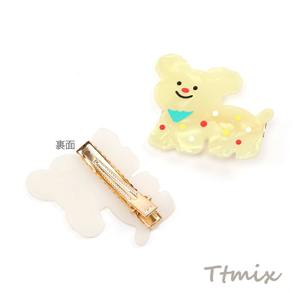 アニマルへアピン 犬 ビションフリーゼ アクリルへアピン キッズへアピン ヘアクリップ 4×4.8cm 2個セット