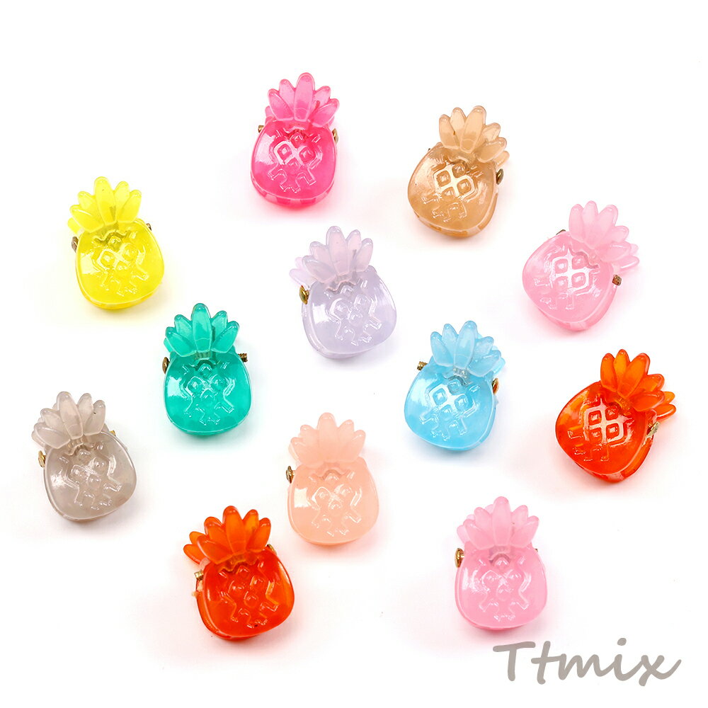 MINIバンスクリップ アクリルヘアクリップ パイナップルモチーフ アソート 約11×17mm（20ヶ）