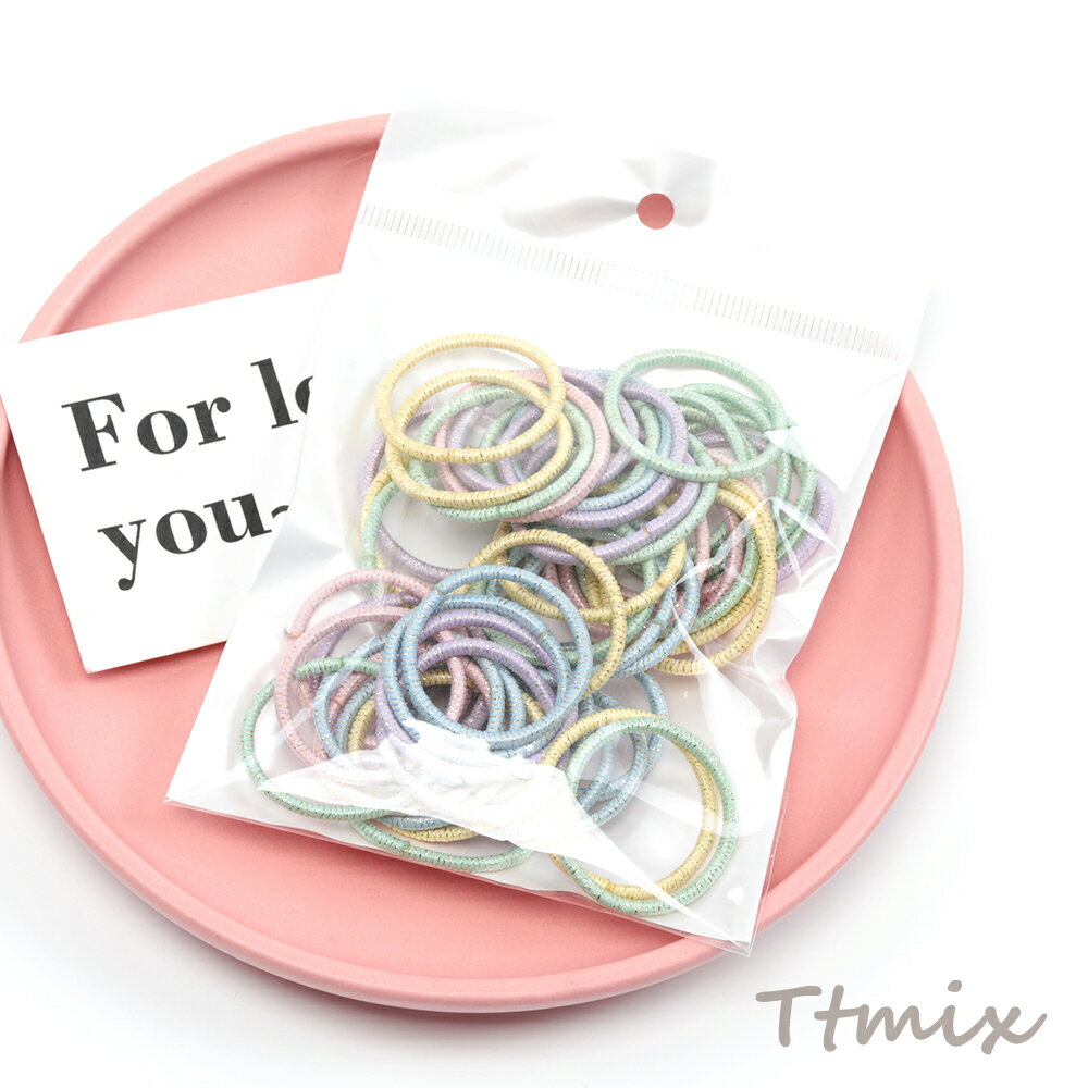 ヘアゴム ポリエステル ラメ お徳用ヘアゴム カラフル 子ども用 キッズ カラーミックス 約2×30mm（50ヶ）