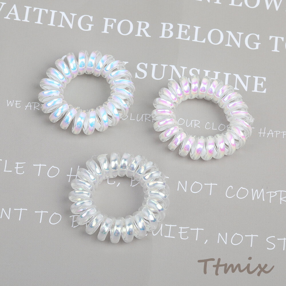 ヘアゴム ヘアアクセサリー 1×4cm オーロラ カラーミックス（3個セット）