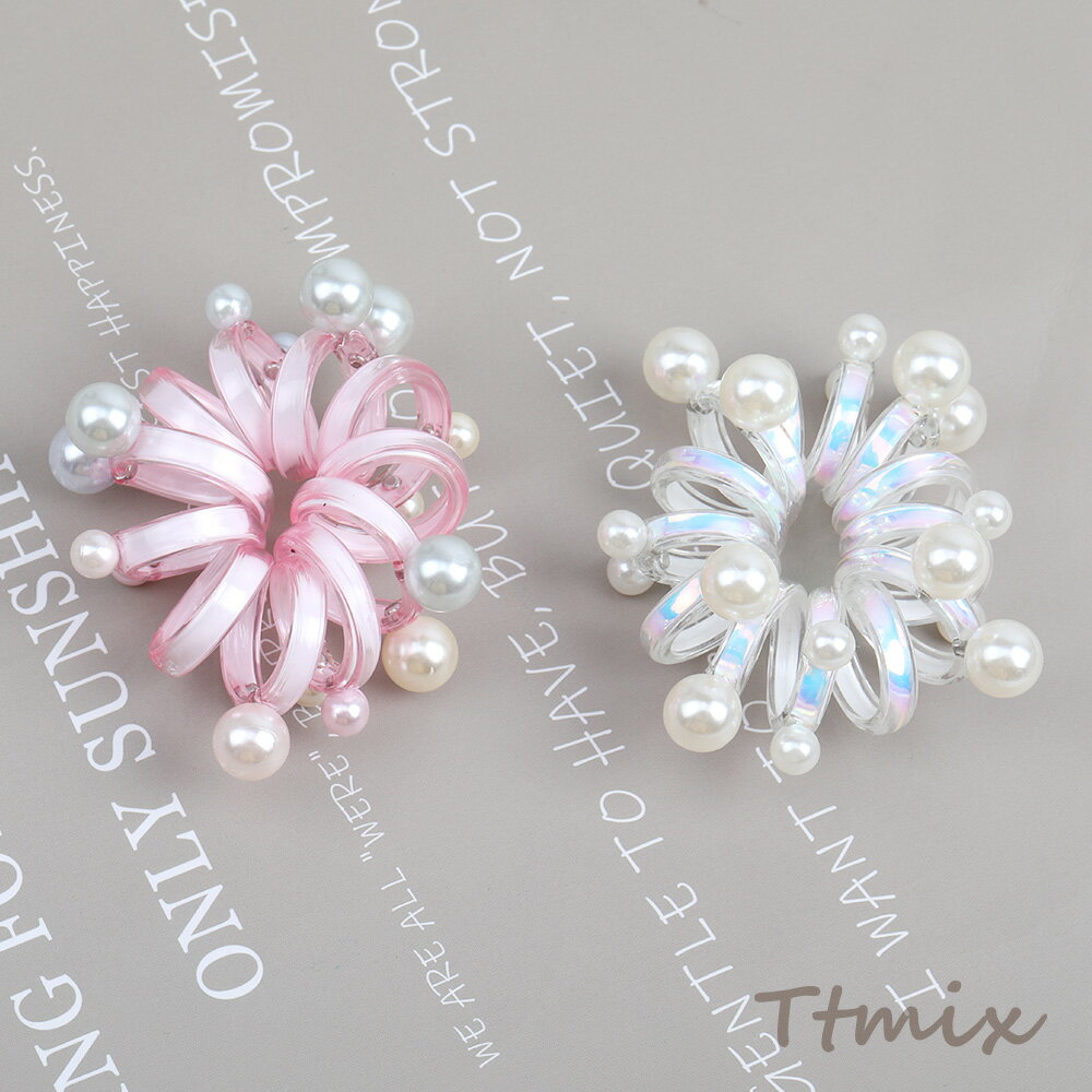 ヘアゴム ヘアアクセサリー 5cm パール付き（2個セット）