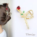 バンスクリップ メタルヘアクリップ エポ付きバラ ゴールド(1ヶ)※メール便不可