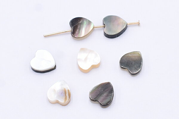 黒蝶貝ビーズ ハート型 8mm【8ヶ】