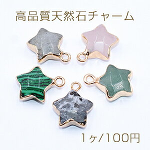 Rakuten - 高品質天然石チャーム 星型 12×16mm カン付き ゴールド【1ヶ】
