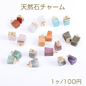 天然石チャーム 台形型 カン付き 10×20mm ゴールド（1ヶ）