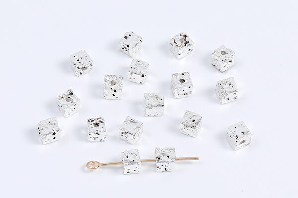 人口石メッキビーズ メッキラヴァストーン(人口石) スクエア型 4mm（20ヶ）