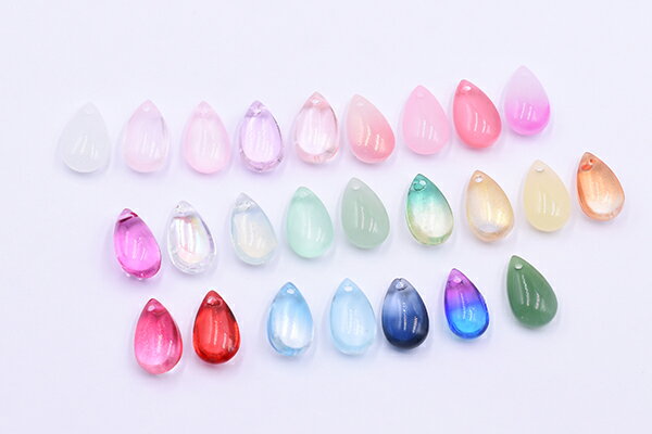 高品質チェコガラスチャーム 雫 1穴 8×14mm 全25色 No.11-25
